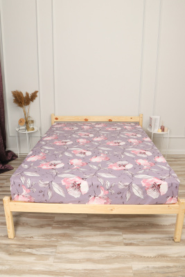 Простыня на резинке бязь ГОСТ Азалия фиолетовый